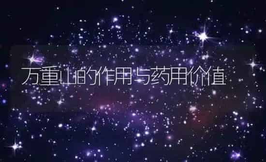 万重山的作用与药用价值 | 养殖资料投稿