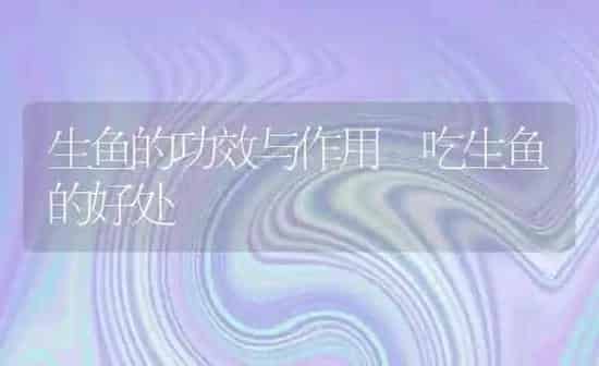 生鱼的功效与作用 吃生鱼的好处 | 养殖资料投稿