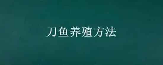 刀鱼养殖方法