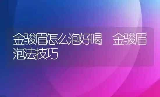金骏眉怎么泡好喝 金骏眉泡法技巧 | 养殖资料投稿