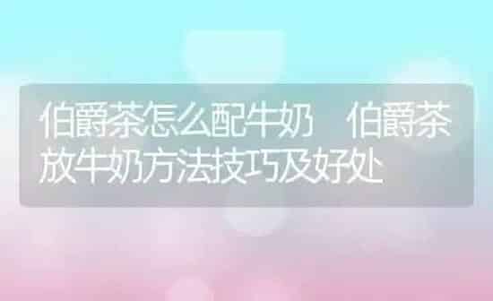 伯爵茶怎么配牛奶 伯爵茶放牛奶方法技巧及好处 | 养殖资料投稿