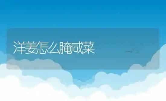 洋姜怎么腌咸菜 | 养殖资料投稿