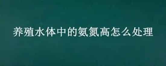 养殖水体中的氨氮高怎么处理