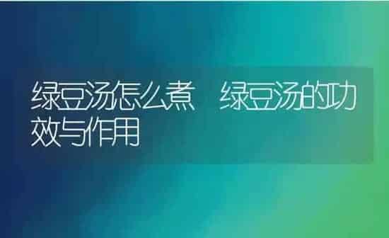绿豆汤怎么煮 绿豆汤的功效与作用 | 养殖资料投稿