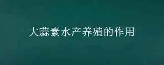 大蒜素水产养殖的作用