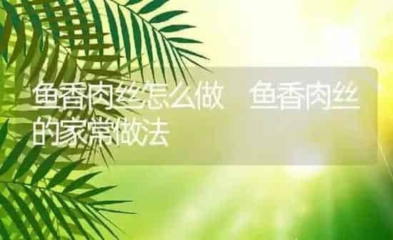 鱼香肉丝怎么做 鱼香肉丝的家常做法 | 养殖资料投稿