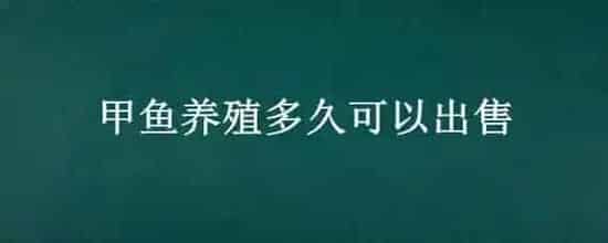 甲鱼养殖多久可以出售
