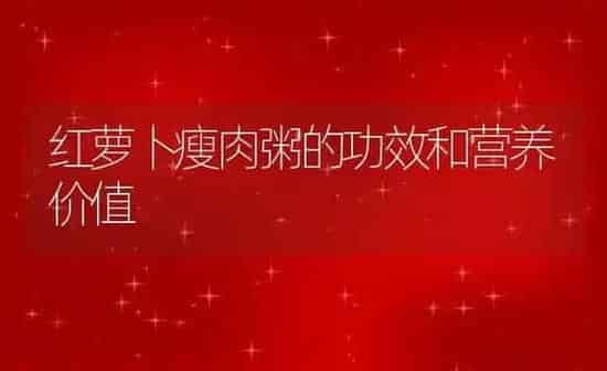 红萝卜瘦肉粥的功效和营养价值 | 养殖资讯