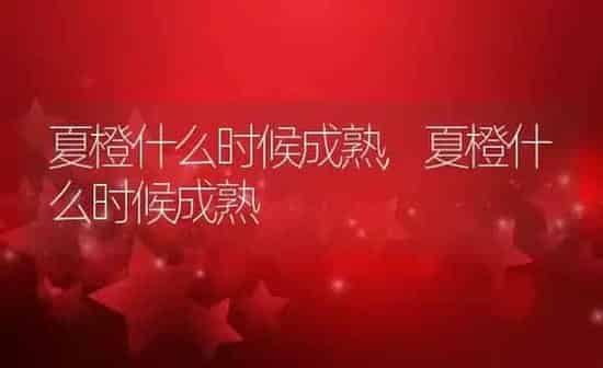 夏橙什么时候成熟,夏橙什么时候成熟 | 养殖常见问题