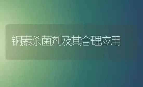 铜素杀菌剂及其合理应用 | 养殖技术大全