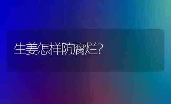 生姜怎样防腐烂? | 养殖知识