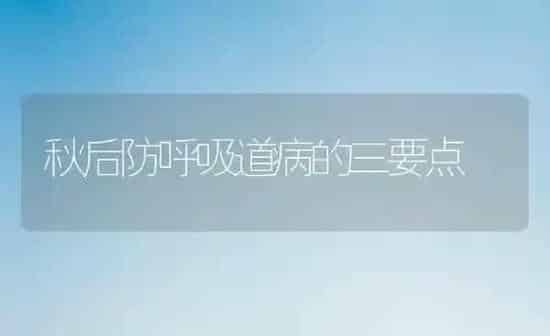 秋后防呼吸道病的三要点 | 养殖知识