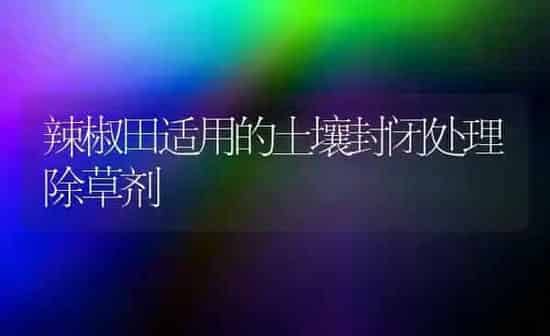 辣椒田适用的土壤封闭处理除草剂 | 养殖知识