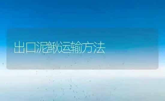 出口泥鳅运输方法 | 养殖知识