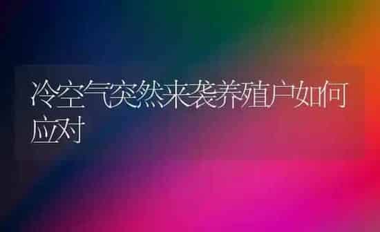 冷空气突然来袭养殖户如何应对 | 养殖知识