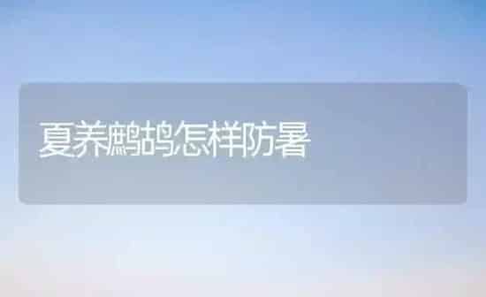 夏养鹧鸪怎样防暑 | 养殖技术大全