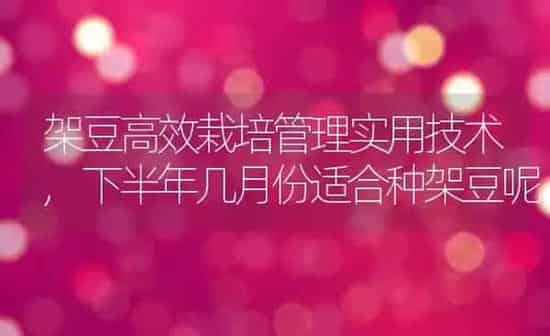 架豆高效栽培管理实用技术,下半年几月份适合种架豆呢 | 养殖学堂