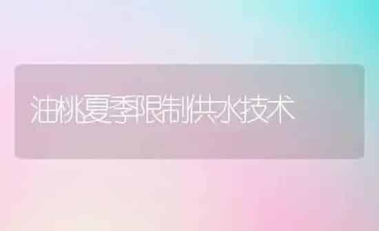 油桃夏季限制供水技术 | 养殖知识