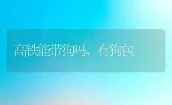 高铁能带狗吗,有狗包 | 养殖科普