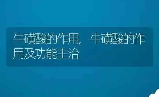 牛磺酸的作用,牛磺酸的作用及功能主治 | 养殖资料