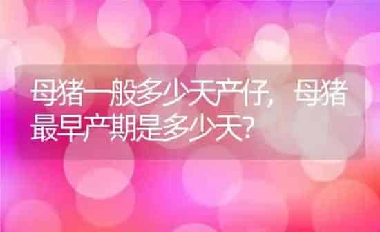 母猪一般多少天产仔,母猪最早产期是多少天? | 养殖科普