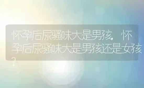 怀孕后尿骚味大是男孩,怀孕后尿骚味大是男孩还是女孩? | 养殖资料