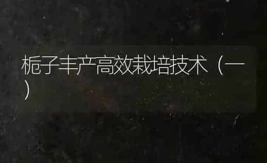 栀子丰产高效栽培技术(一) | 养殖知识