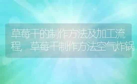 草莓干的制作方法及加工流程,草莓干制作方法空气炸锅 | 养殖学堂