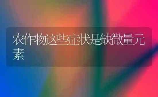 农作物这些症状是缺微量元素 | 养殖知识