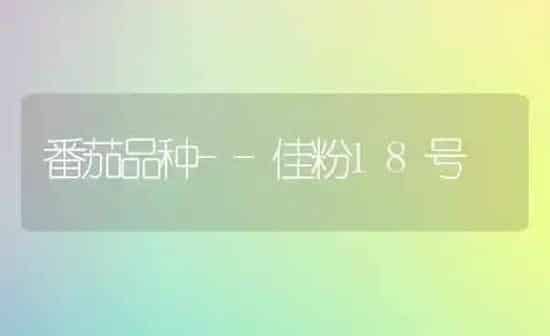 番茄品种--佳粉18号 | 养殖知识