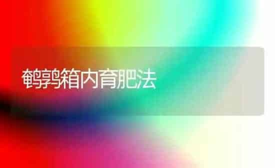 鹌鹑箱内育肥法 | 养殖知识