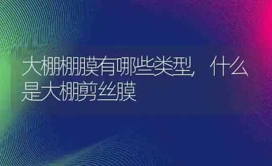 大棚棚膜有哪些类型,什么是大棚剪丝膜 | 养殖学堂