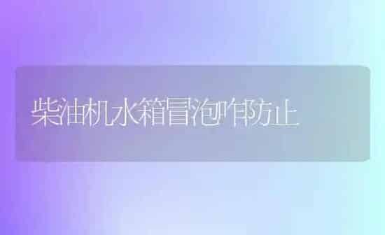 柴油机水箱冒泡咋防止 | 养殖知识