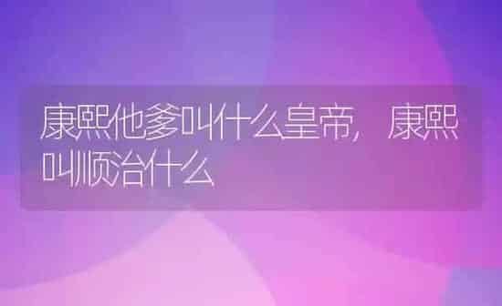 康熙他爹叫什么皇帝,康熙叫顺治什么 | 养殖学堂
