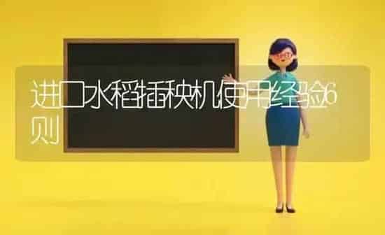 进口水稻插秧机使用经验6则 | 粮油作物种植