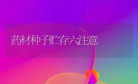 药材种子贮存六注意 | 药材种植