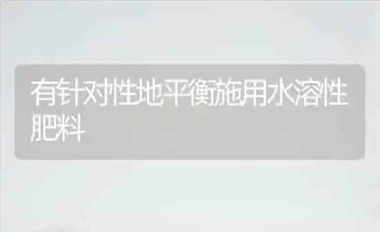 有针对性地平衡施用水溶性肥料 | 种植肥料施肥