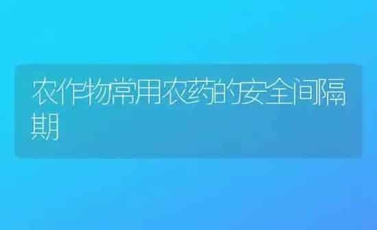农作物常用农药的安全间隔期 | 种植病虫害防治