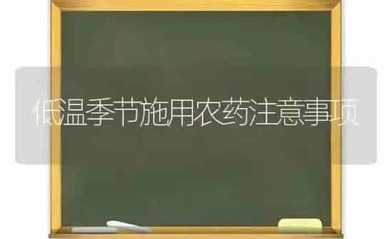 低温季节施用农药注意事项 | 种植病虫害防治