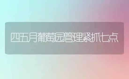 四五月葡萄园管理紧抓七点 | 瓜果种植