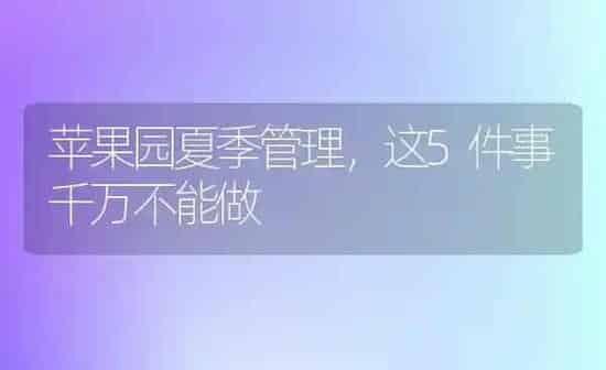 苹果园夏季管理，这5件事千万不能做 | 瓜果种植