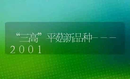 “三高”平菇新品种---2001 | 食用菌种植