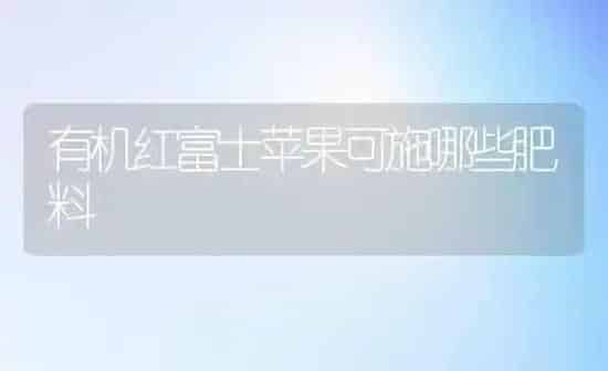 有机红富士苹果可施哪些肥料 | 瓜果种植