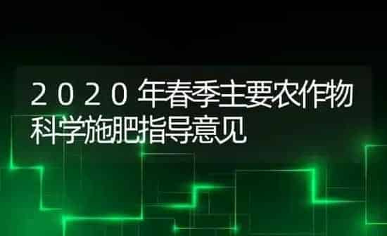 2020年春季主要农作物科学施肥指导意见 | 种植肥料施肥
