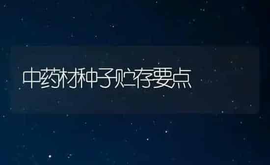 中药材种子贮存要点 | 药材种植