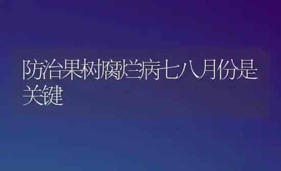防治果树腐烂病七八月份是关键 | 瓜果种植