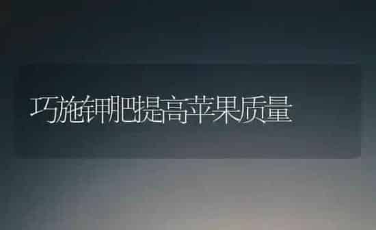 巧施钾肥提高苹果质量 | 瓜果种植