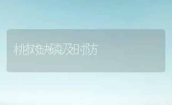 桃树缺磷及时防 | 瓜果种植