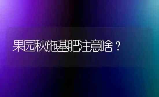 果园秋施基肥注意啥？ | 瓜果种植