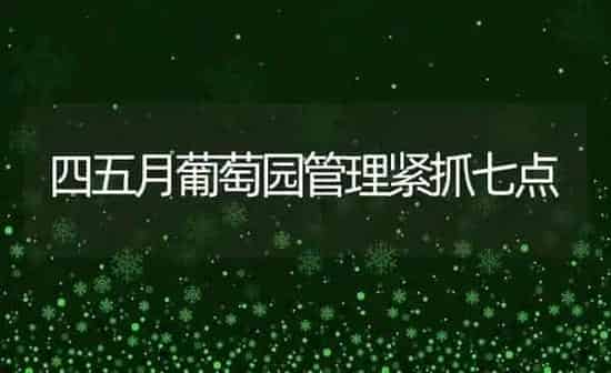 四五月葡萄园管理紧抓七点 | 瓜果种植